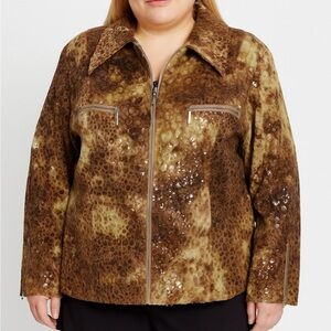 SEANDARA vintage jacket moto print/fuzzy SZ XL snake print zip up lightweight